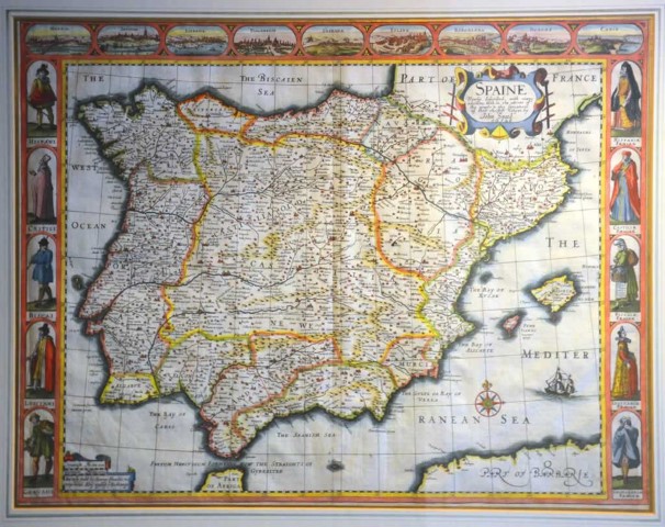 Mapa de la península Ibérica, 1626. [Estampa. Papel] - John Speed (1552-1629)
